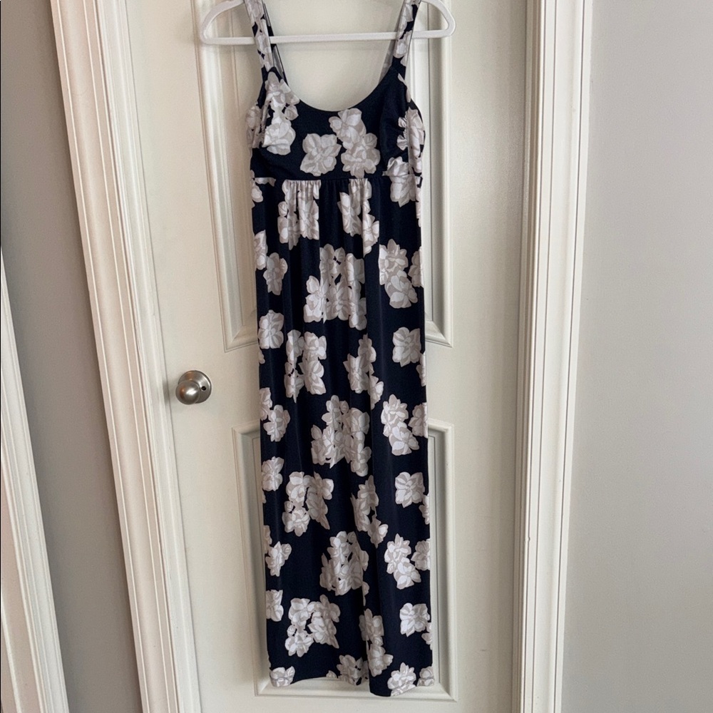 LOFT Navy and White Floral Maxi Dress